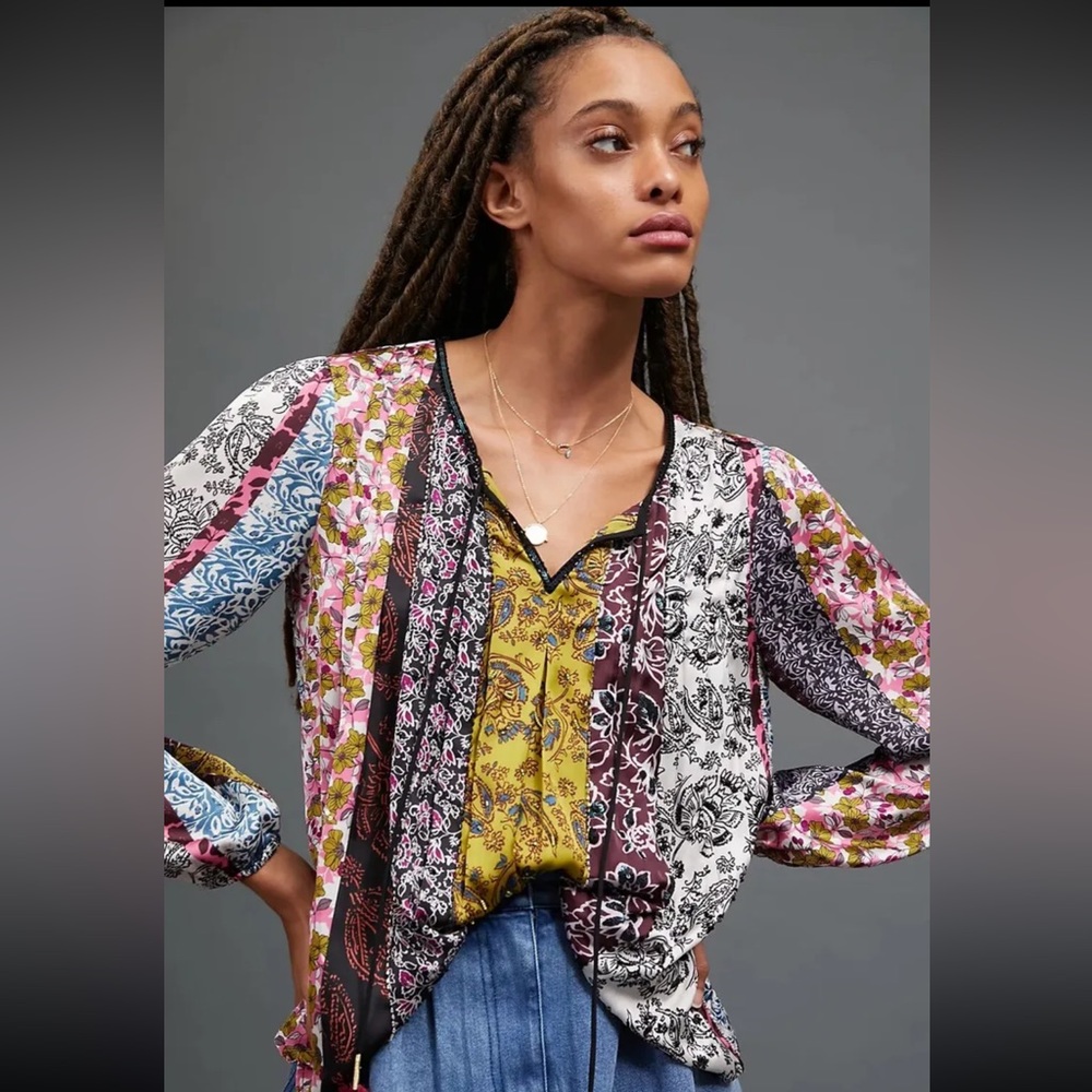 Anthropologie Daniel Rainn Corrine Peasant Blouse 1X